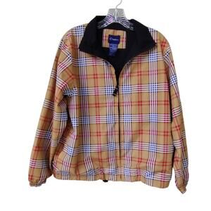 Vtg Catalina Women's Lightweight Windbreaker Jacket Capuccino Plaid-Nova Check M